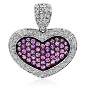 Lucky Heart Shape Love Pendant Diamond Studded Women Gift Solid Sterling Silver