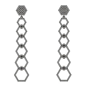 Natural Pave Setting Diamond 925 Silver Handmade Dangle Earrings Modern Jewelry