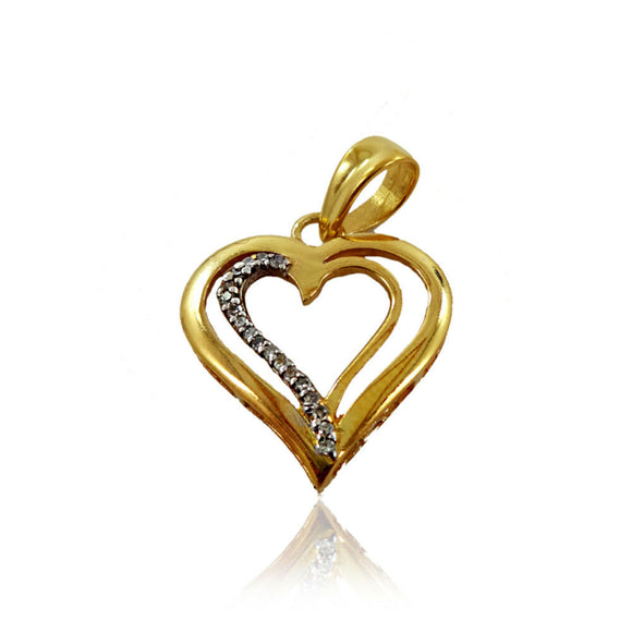 Natural Pave Diamond 925 Silver Gold Plated Love Heart Handmade Pendant Jewelry