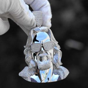 The Dude HipHop Style Pendant Big Lebowski Diamond Studded chain Sterling Silver