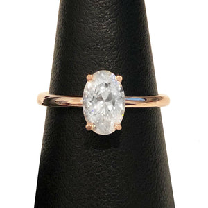 Solid 14K Rose Gold 2.00 CT Oval Cut Moissanite Ring For Lady Test Postive