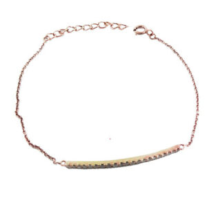 14k Rose Gold 0.19ct Natural Pave Diamond Connector Charm Chain Bracelet Jewelry