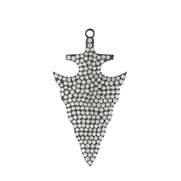 1.07ct Natural Pave Diamond 925 Sterling Silver Arrow Pendant Antique Jewelry