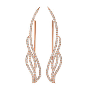 14K Rose Gold Natural Pave Set Diamond Ear Cuff Earrings Fashion Gifts Jewelry