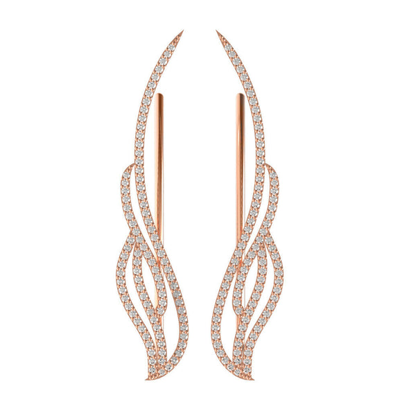 14K Rose Gold Natural Pave Set Diamond Ear Cuff Earrings Fashion Gifts Jewelry