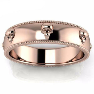 Rose Gold Skull Design Promise Engagement Ring Wedding Band 925 Sterling Silver