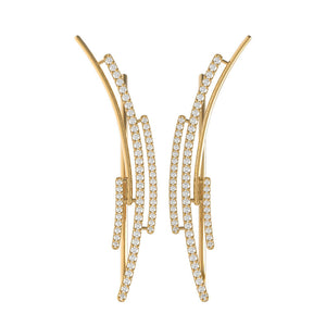 14k Solid Yellow Gold Natural Pave White Diamond Women Ear Cuff Earrings Jewelry