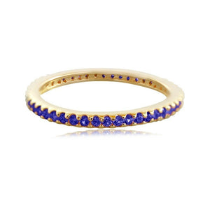 Blue Sapphire Eternity Band Ring 14k Yellow Gold Fine Jewelry Anniversary Gift